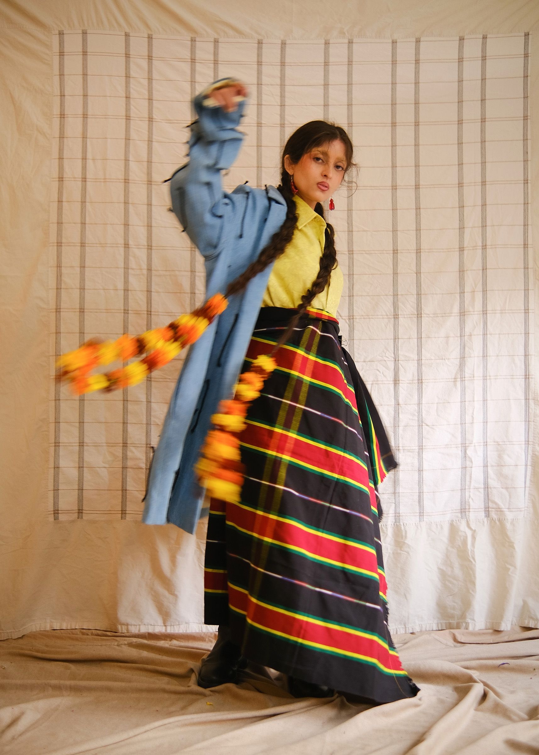 Prabhleen in Shia Rai jacket, Day & Age shirt, Paite puandum