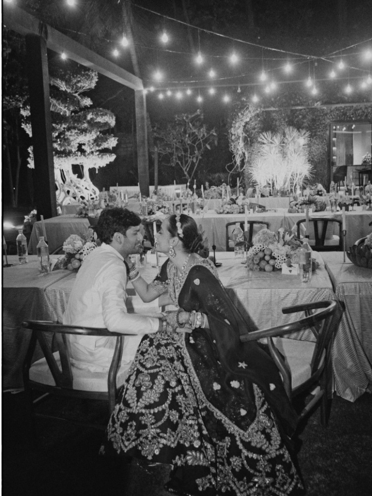 The couple share a moment together