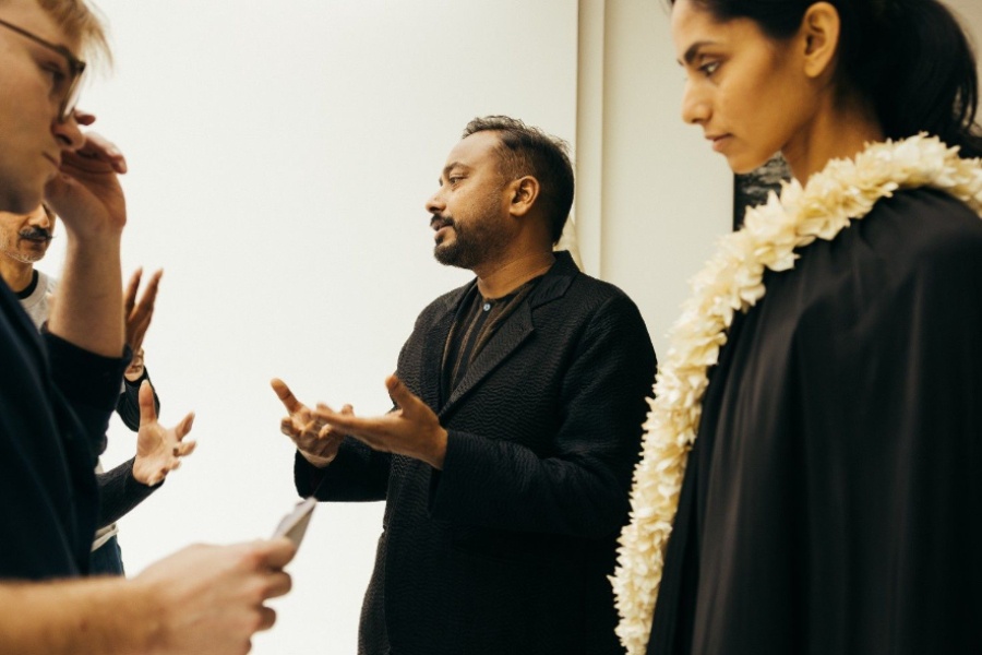 Sanjay Garg at the fittings day before Raw Mango's London Fashion Week show
