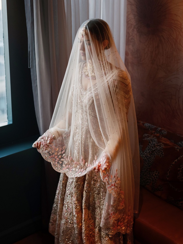 Shobhita opted for an anarkali with a veil by the Delhi-based label Saisha