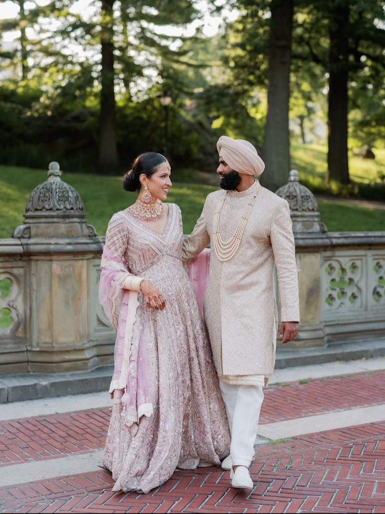 The groom in a sherwani from SVA by Sonam & Paras Modi