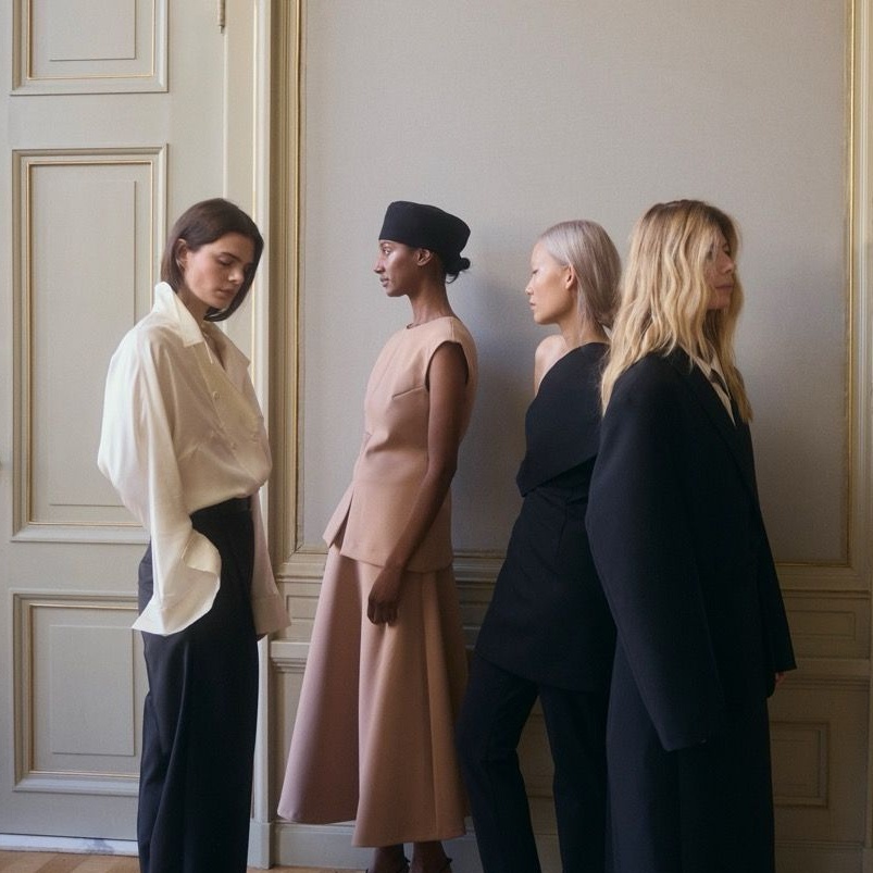 Models showcasing Róhe pre-fall 2025 | The Nod's minimalist accessible and affordable luxury brands