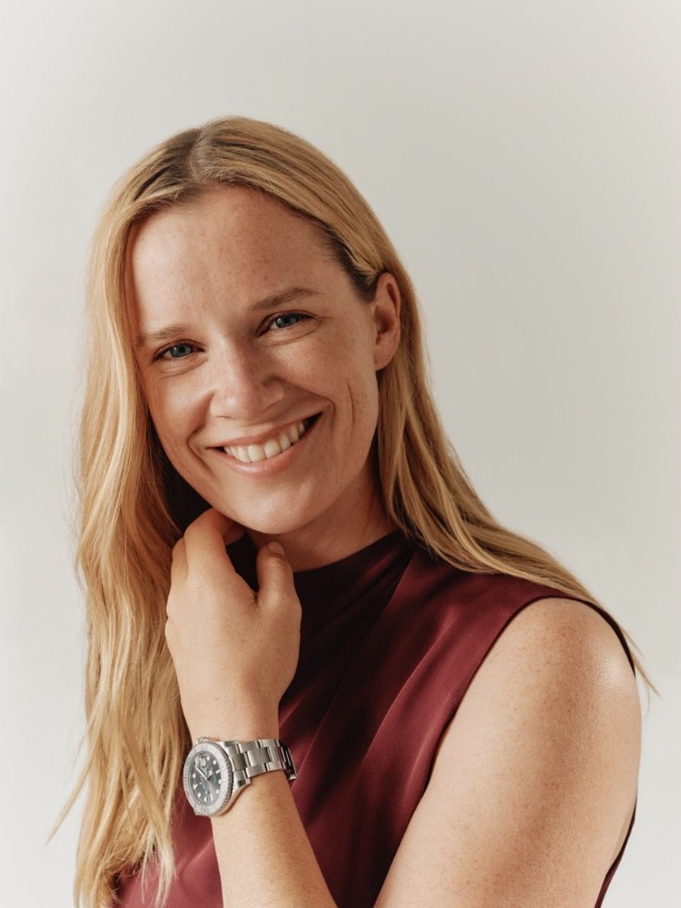 Rolex Testimonee and Olympic champion Hannah Mills wearing her Yacht-Master