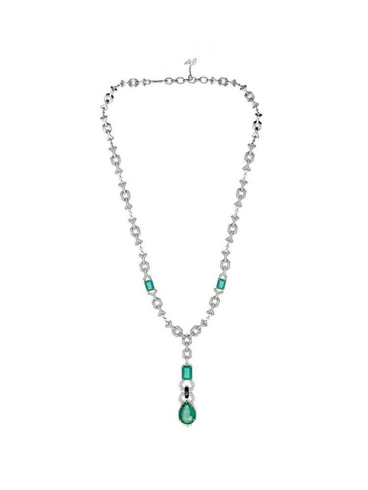 Opera Art Deco Emerald Pendant Necklace by The House of Rose
