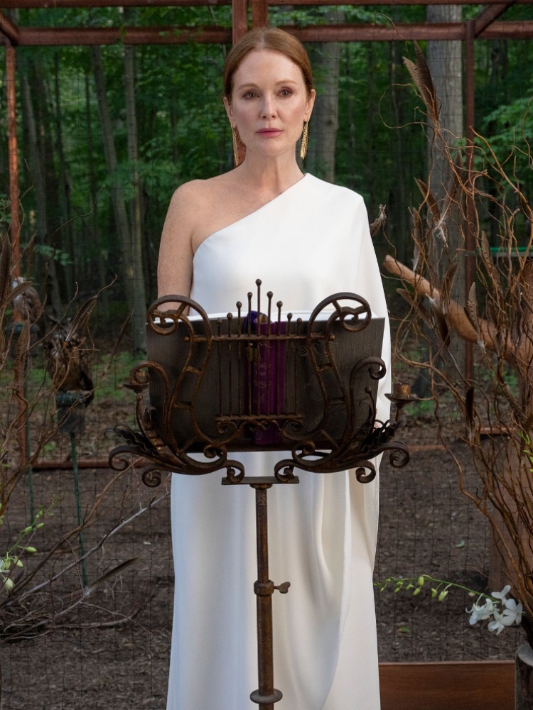 Julianne Moore wearing a white gown by The Row in Sirens