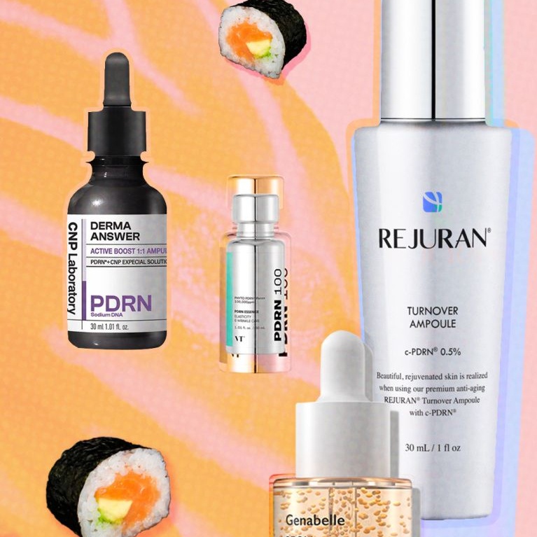 PDRN products derived from salmon sperm are trending, with K-beauty brands like VT Cosmetics, Rejuran, Genabelle making PDRN ampoules, toners, and serums