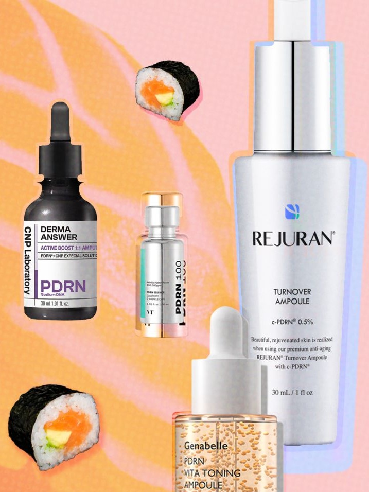 PDRN products derived from salmon sperm are trending, with K-beauty brands like VT Cosmetics, Rejuran, Genabelle making PDRN ampoules, toners, and serums