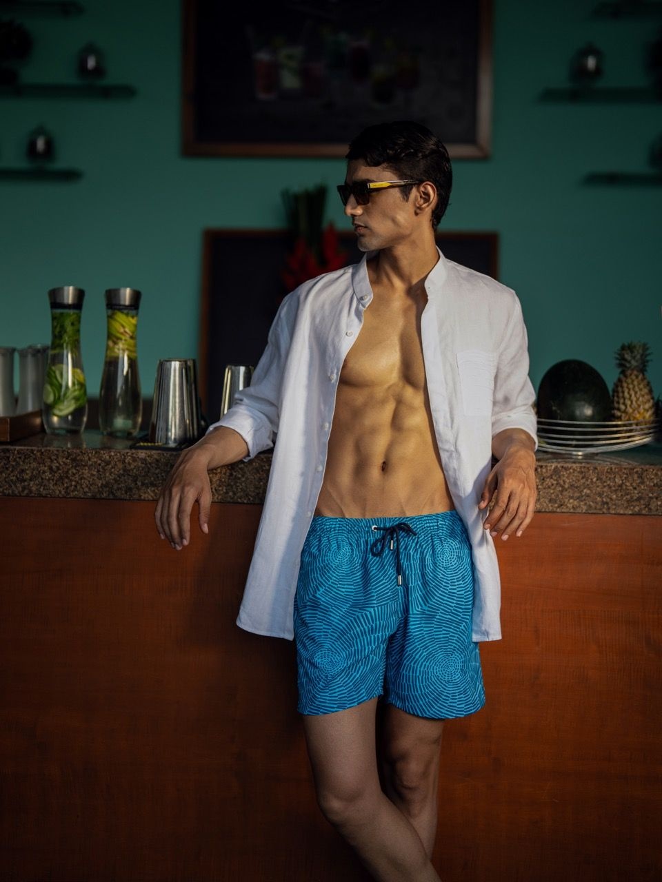 Sarah & Sandeep x HOM swim shorts