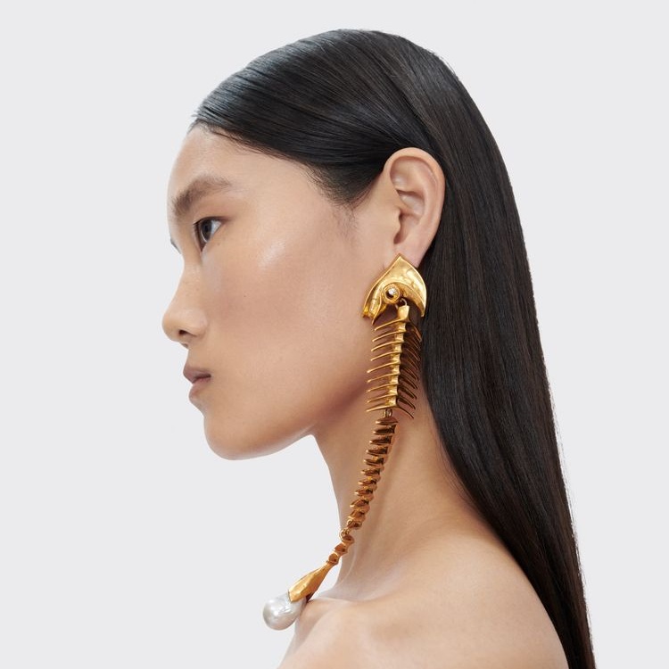 Schiaparelli fish skeleton earring