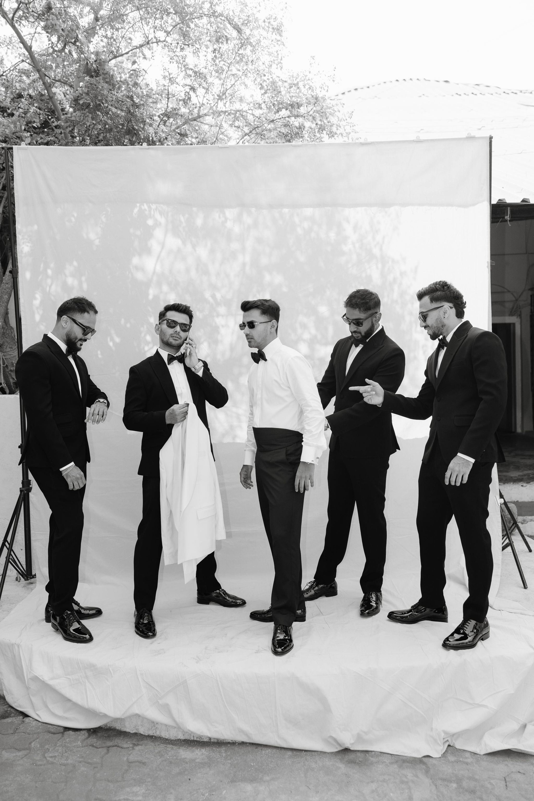 Sheldon Santos with his groomsmen before the church ceremony