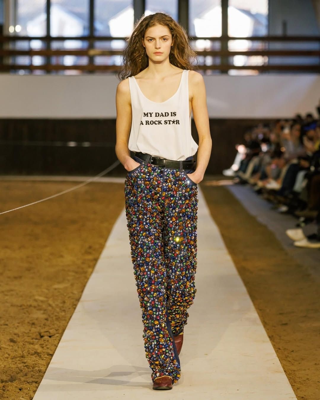 Crystal-embellished jeans on the Stella McCartney autumn/winter 26 runway