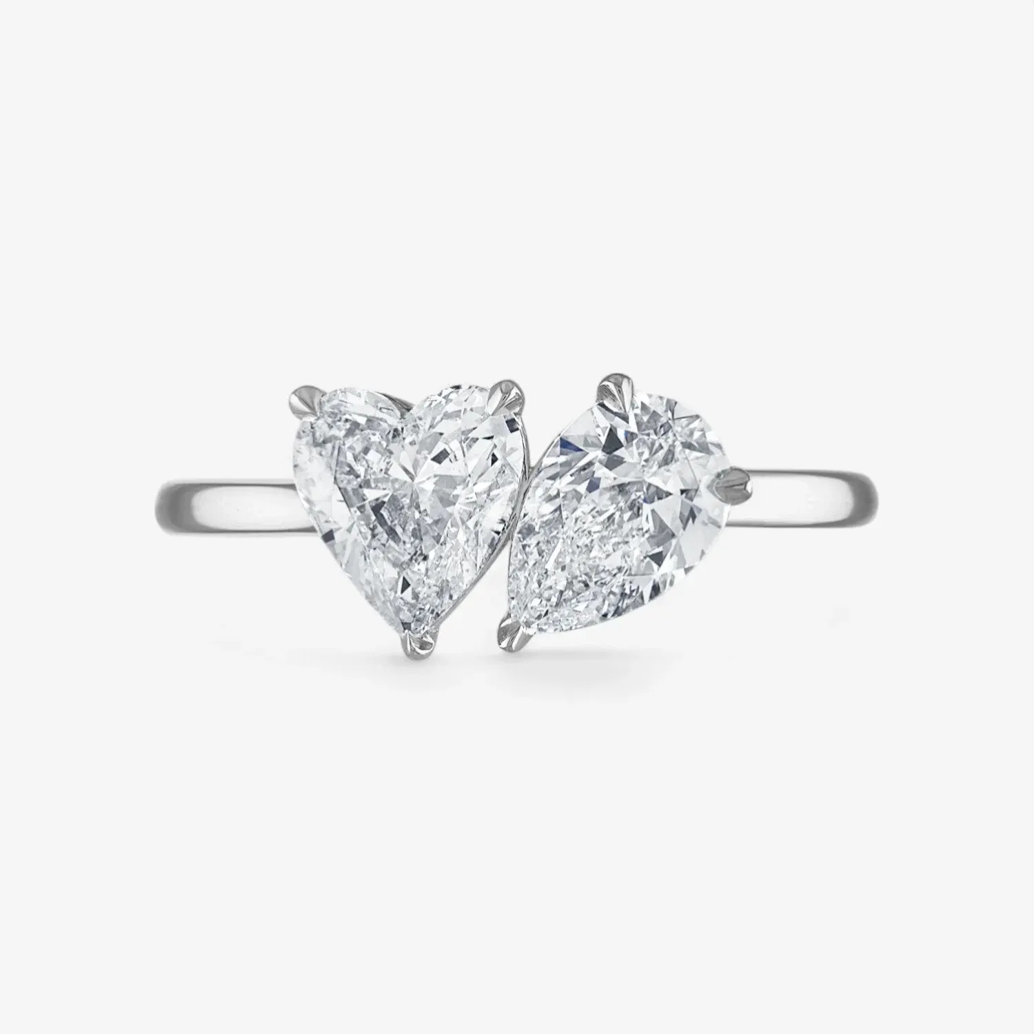 Heart-Shaped and Pear-Shaped Two-Stone ring