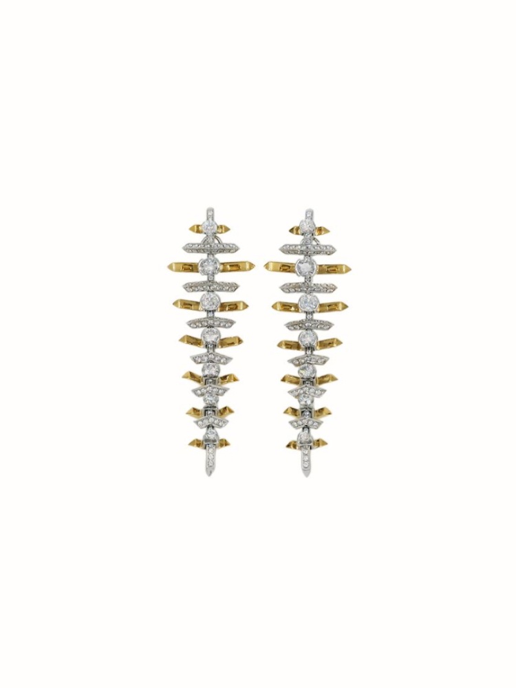 Studio Renn long diamond fish earrings