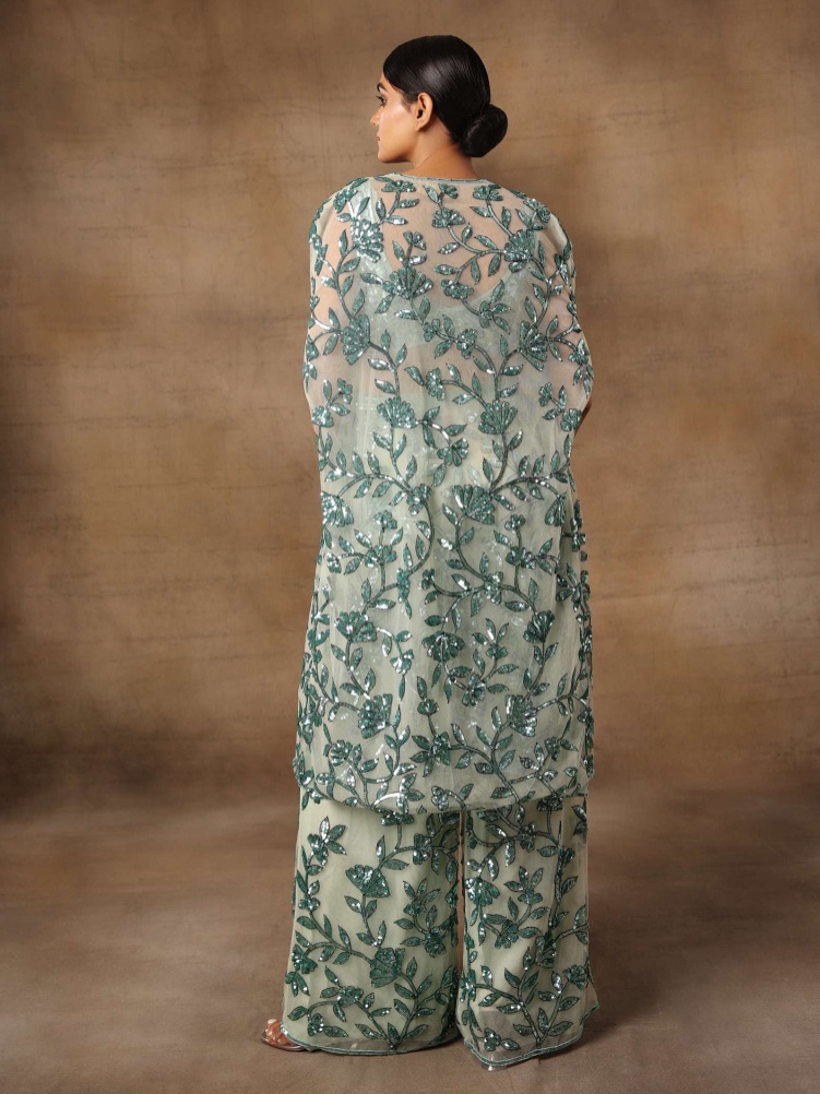 Surily G net cape with hand embroidered sequins