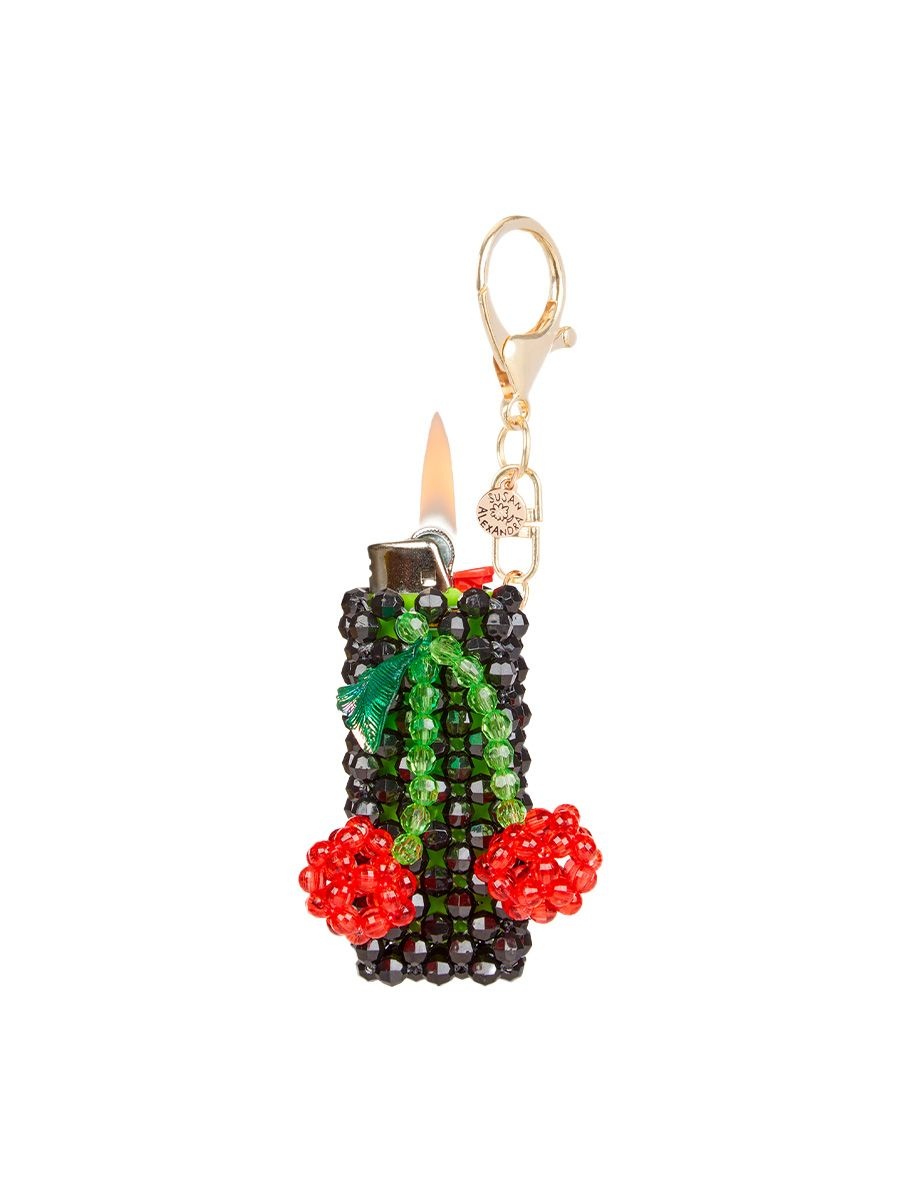A beaded lighter case bag charm by Susan Alexandra