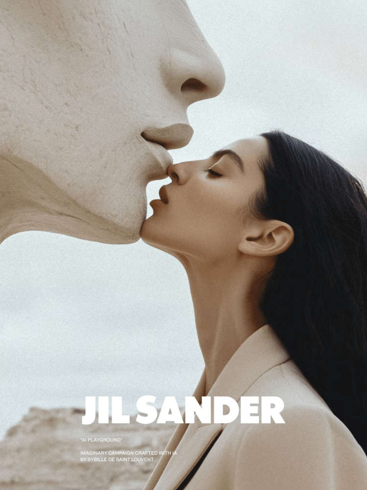 Sybille de Saint Louvent’s fake campaign for Jil Sander, created with AI
