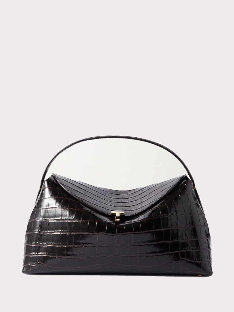 T-Lock croc-effect leather shoulder bag_
