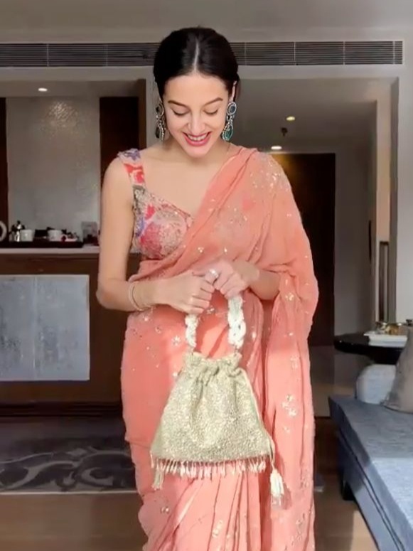 Tarini Manchanda rewears her Aisha Rao blouse with a sari