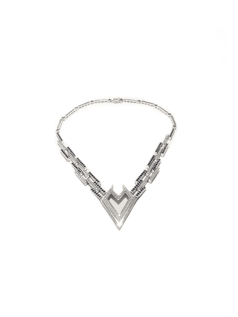The Noble Sculptor Digital Heart necklace in sterling silver and 18k white gold plating