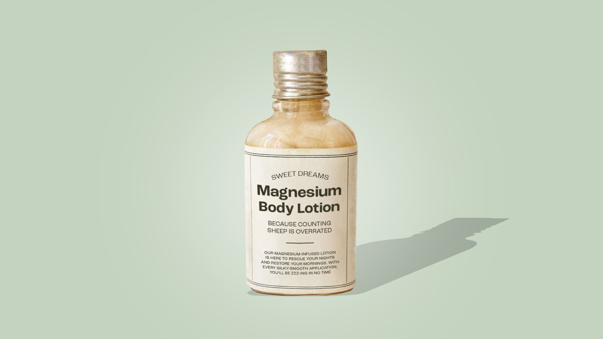 A representative image of a bottle containing magnesium body lotion for better sleep