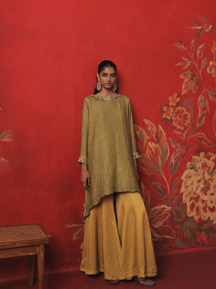 Bandhani Asym boat-neck tunic, Twenty Nine