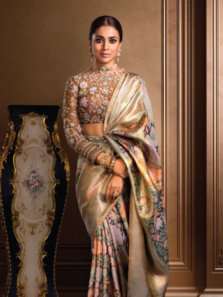 VRK Heritage bridal sari with embroidered blouse