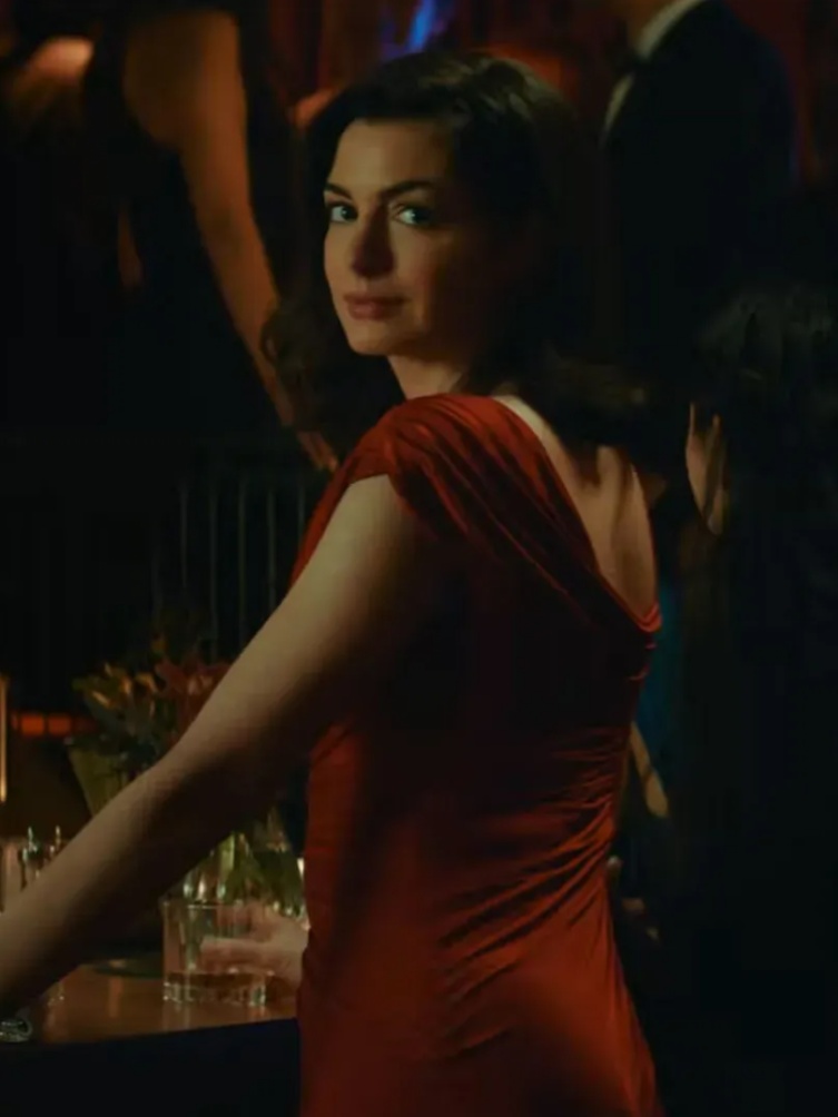 Verity in her red Versace gown