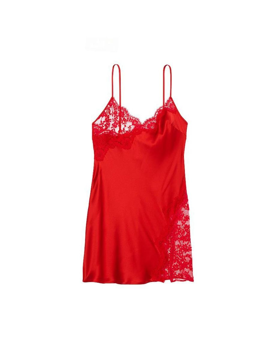 Victoria’s Secret Satin Rose lace-trim slip dress