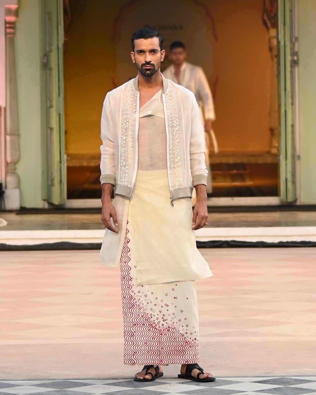 Veshti from Vivek Karunakaran's Idam collection showcased at FDCI's India Men's Week