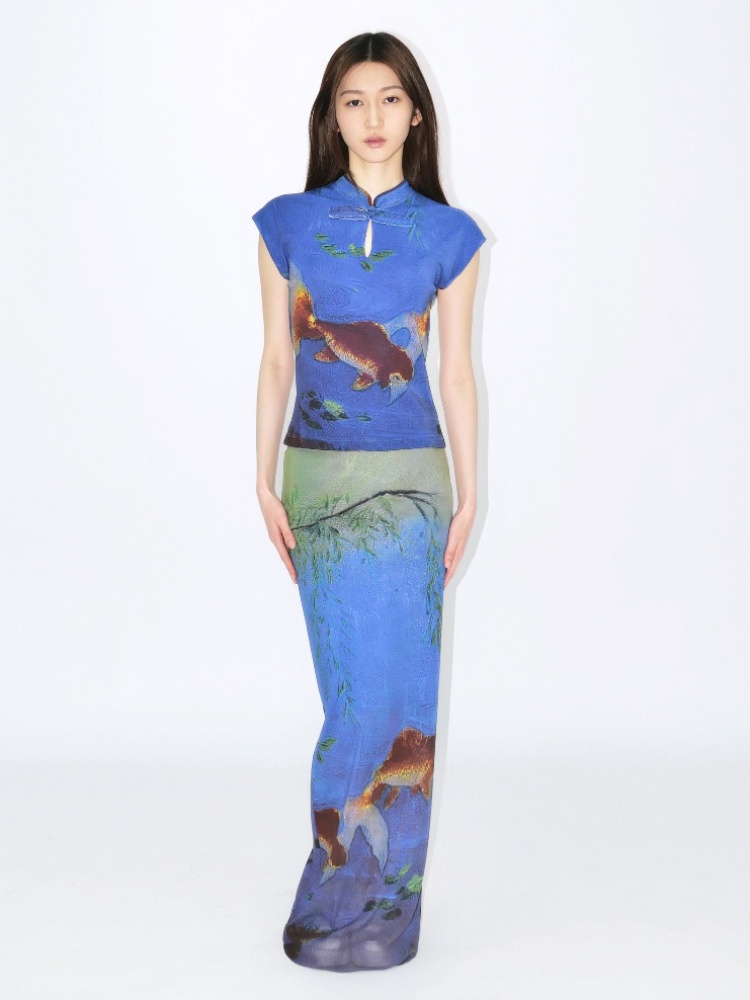 Vivienne Tam Revival 2025 Goldfish cheongsam top and skirt
