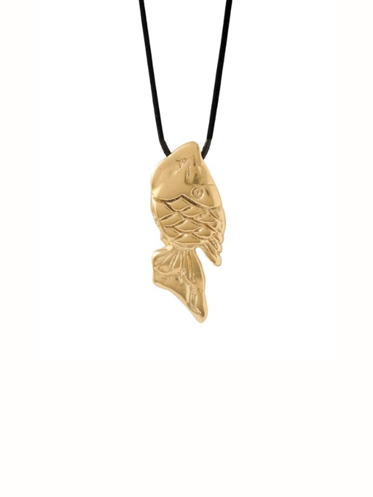 YSSO Pisces cord bronze gold-plated pendant