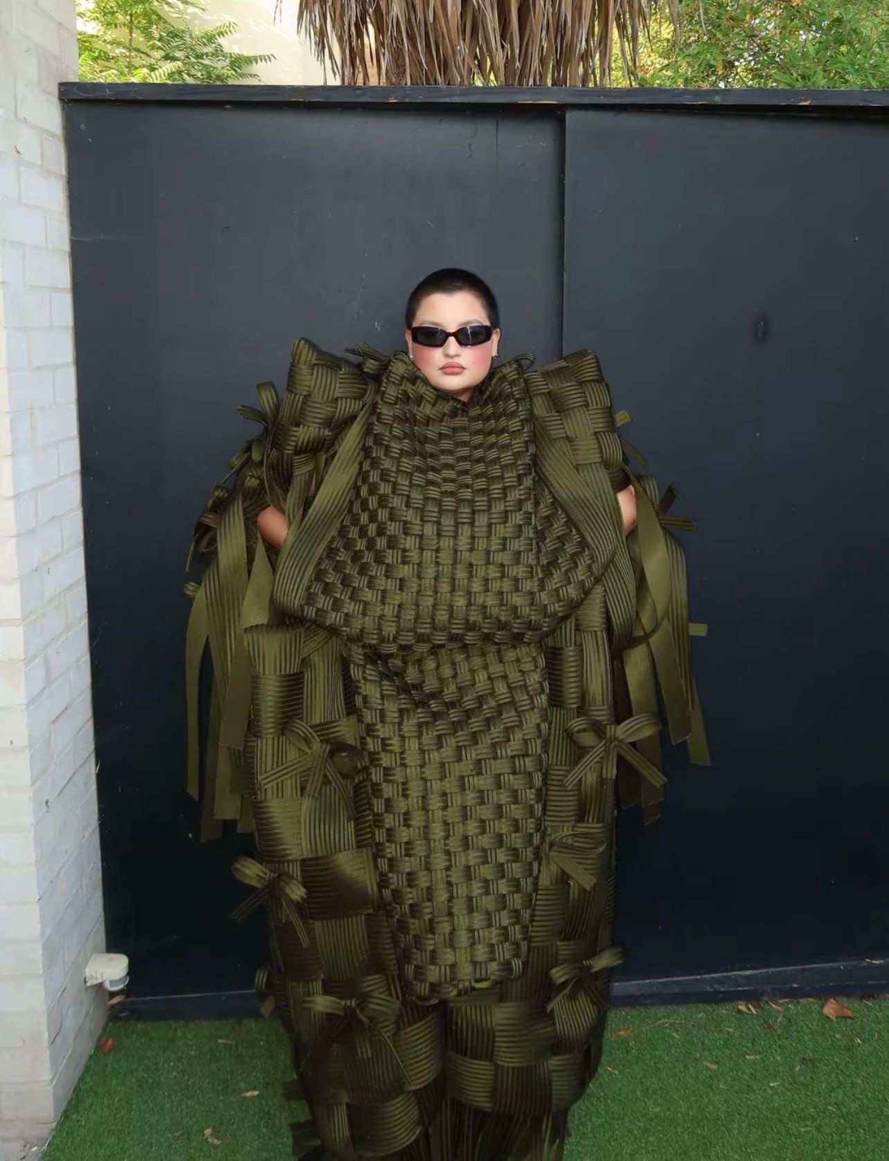 Designer Yashana Malhotra wears a woven dress she made for herself