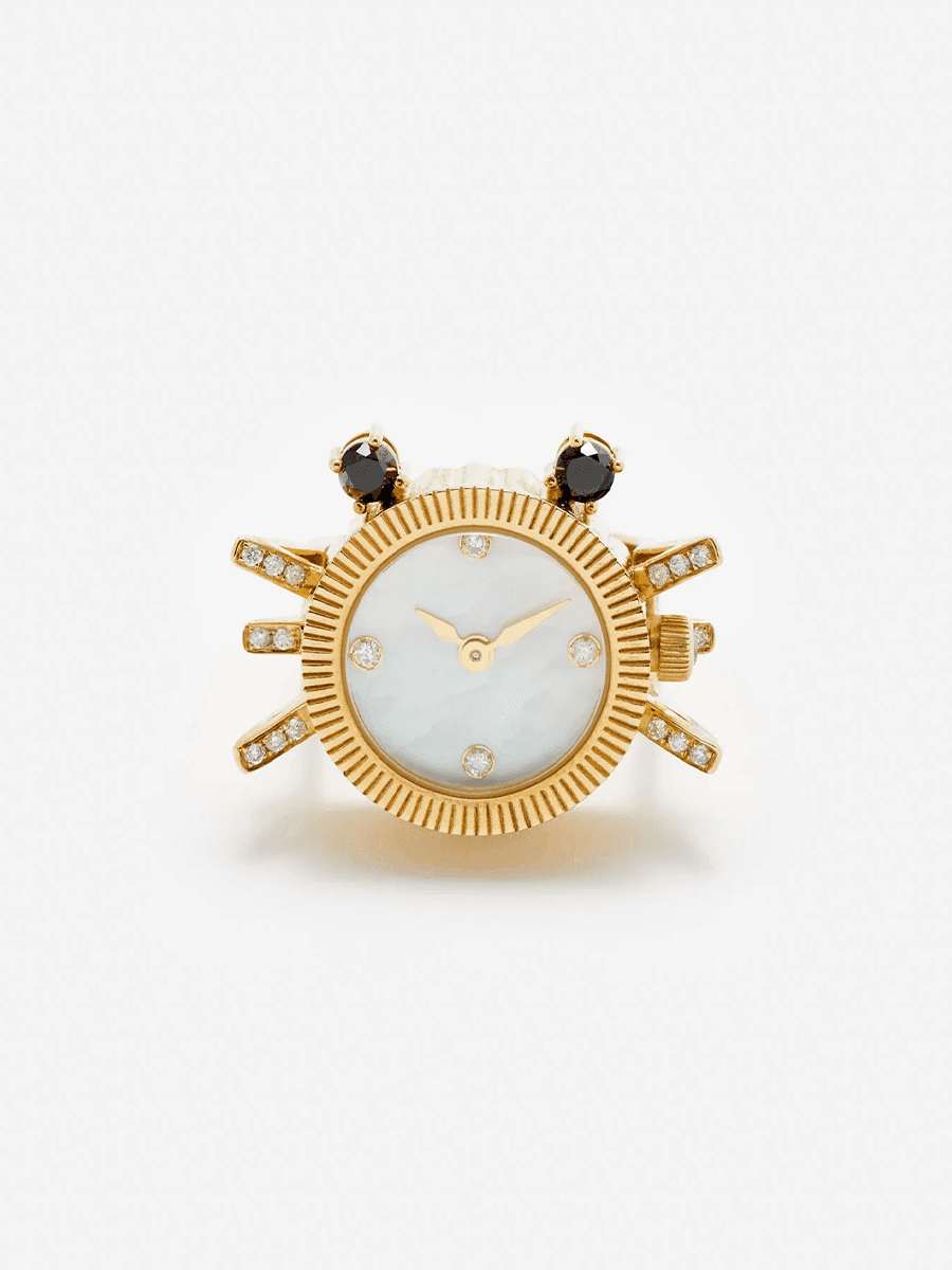 Yvonne Leon yellow gold crab clock watch ring