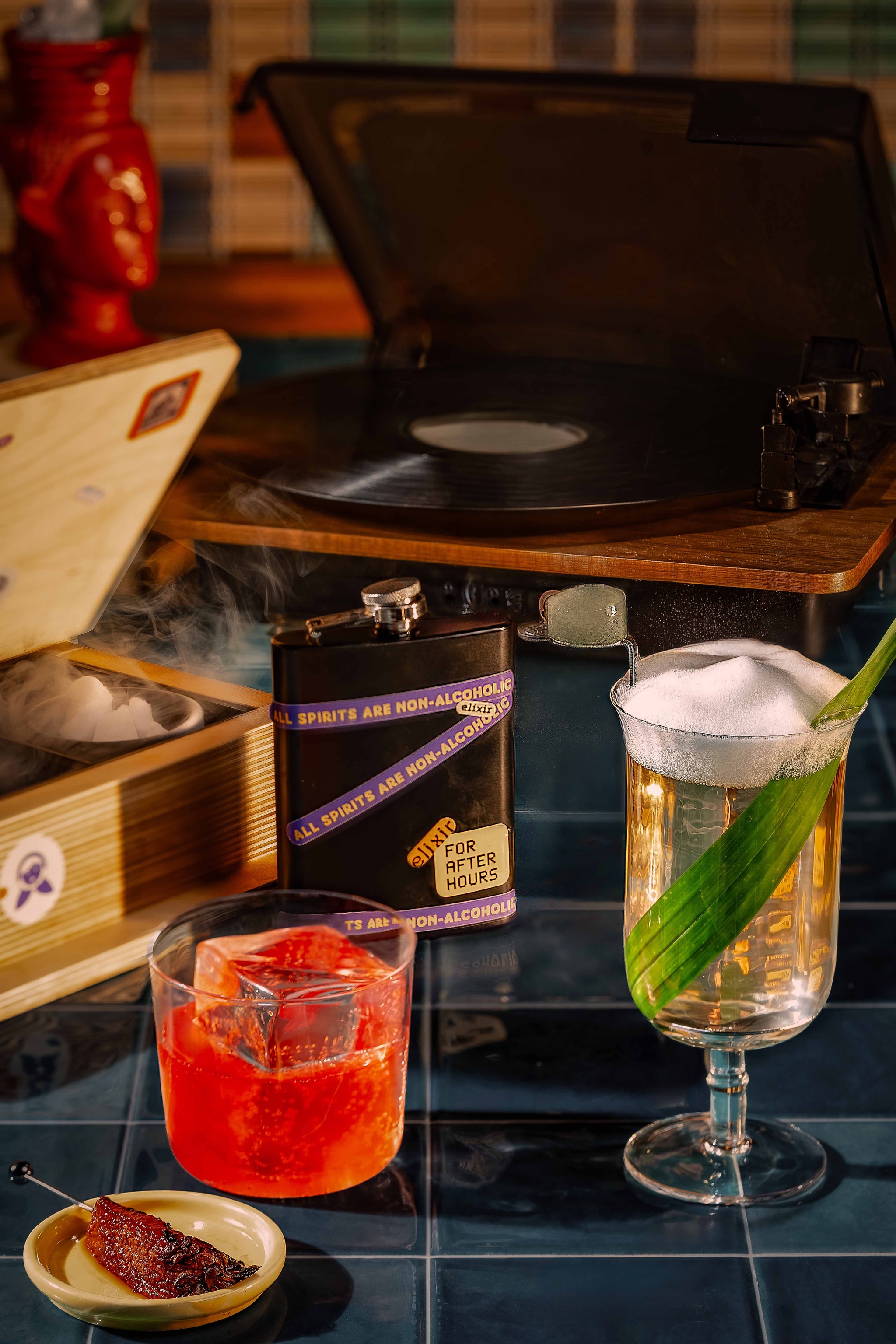 Zero-proof cocktails Came Glow with sugarcane and Laphet Lush with grapefruit