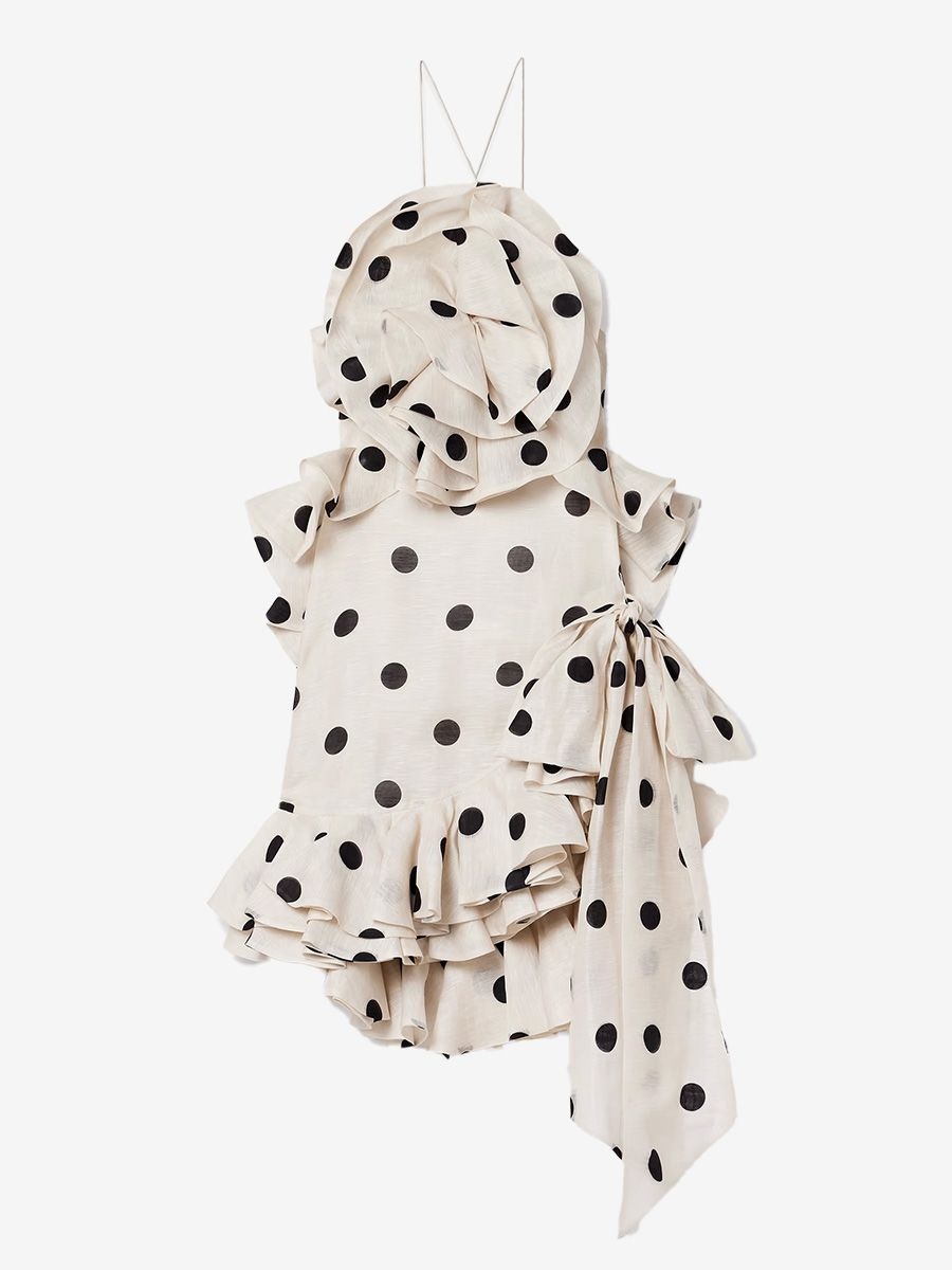 Zimmermann crush ruffled polka-dot linen and silk-blend organza mini dress