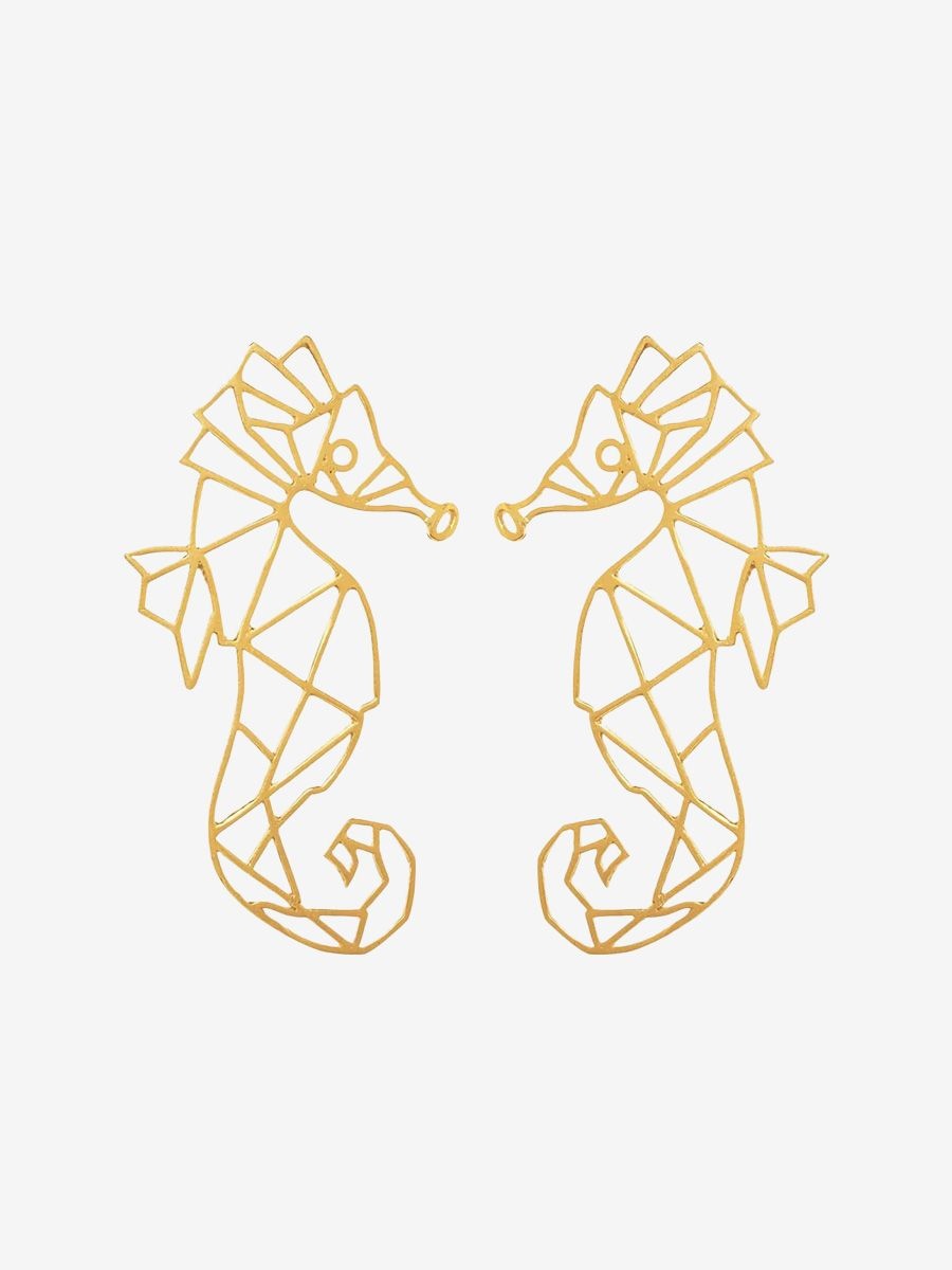 Zohra De La Mer Seahorse earrings in gold