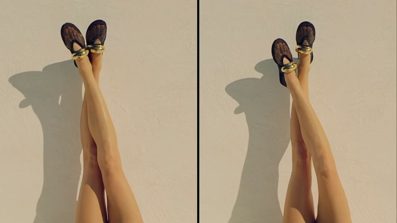 Black Alaïa ballet flats jewel in fishnet - The Nod