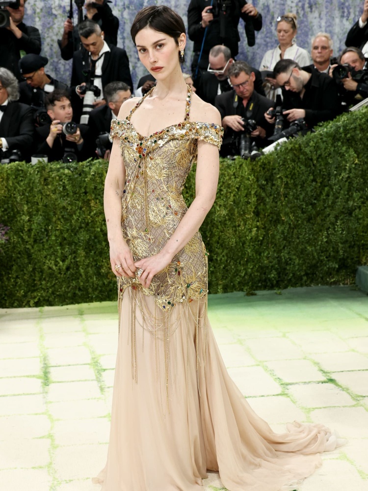 Grace Abrams in a Klimt-inspired Chanel dress by Matthieu Blazyat the 2026 Met Gala
