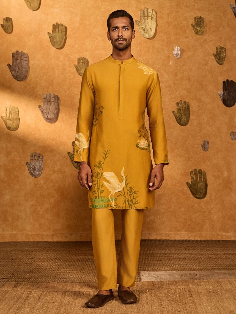 Ochre bamboo grove menswear kurta set, Masaba, ₹21,000