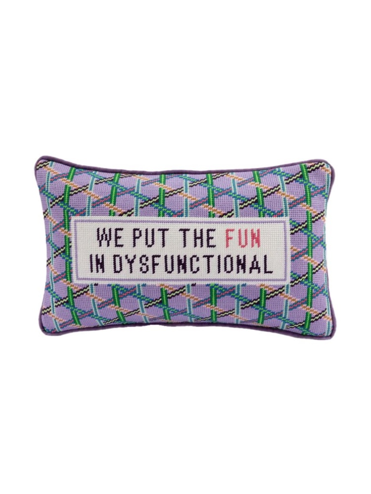 Fun in Dysfunctional needlepoint pillow, Furbish, ₹9,500
