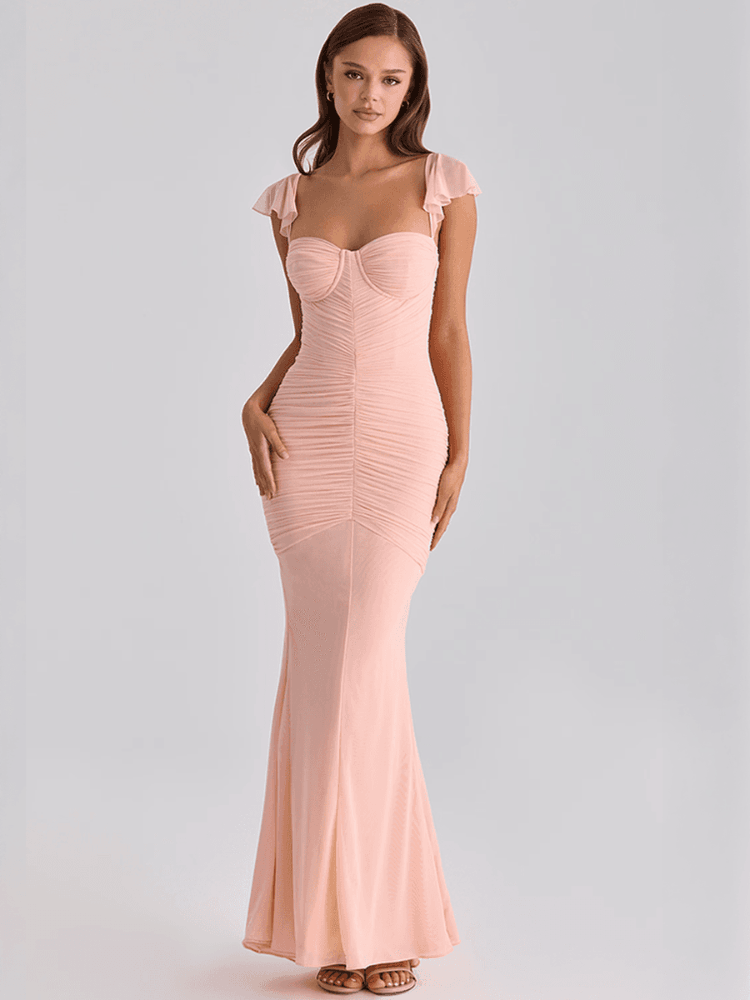 Peach mesh silhouette maxi dress, House of CB, ₹25,497 approx