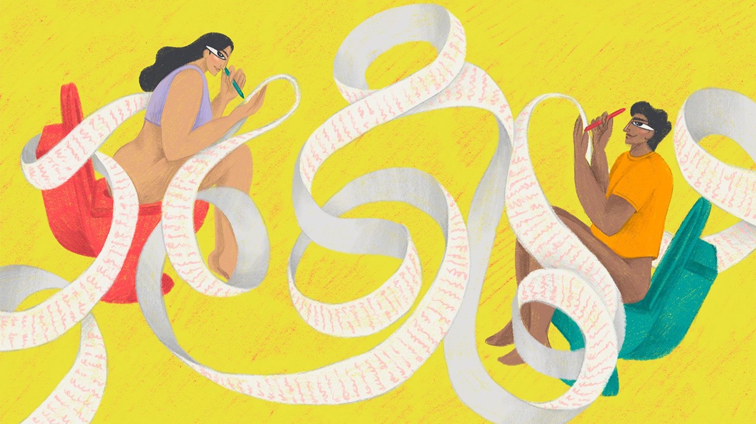 An illustration by Jishnu Bandyopadhyay on the joy of talking about poop with your friends