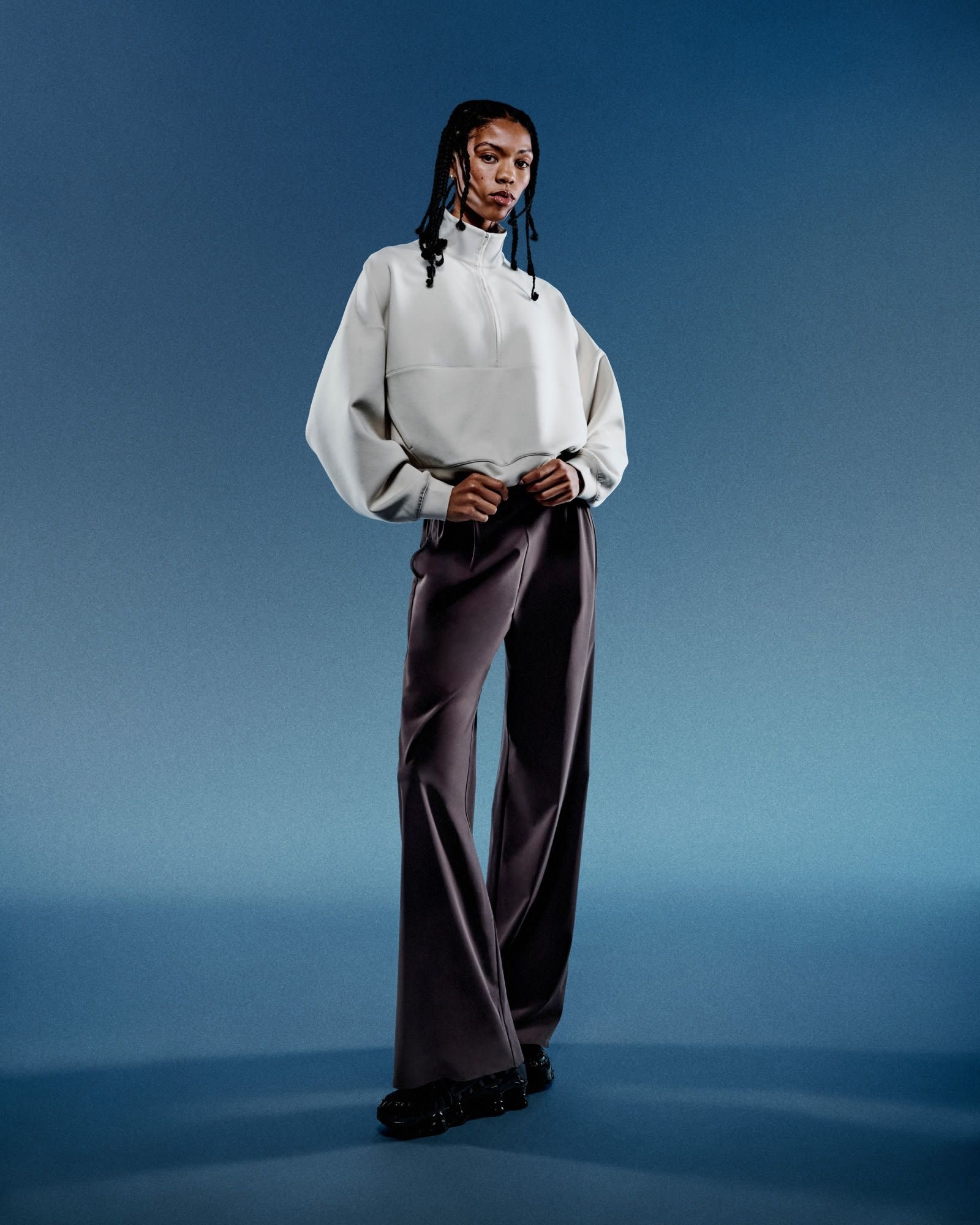 Nike 24.7 oversized half-zip top and wide leg trousers